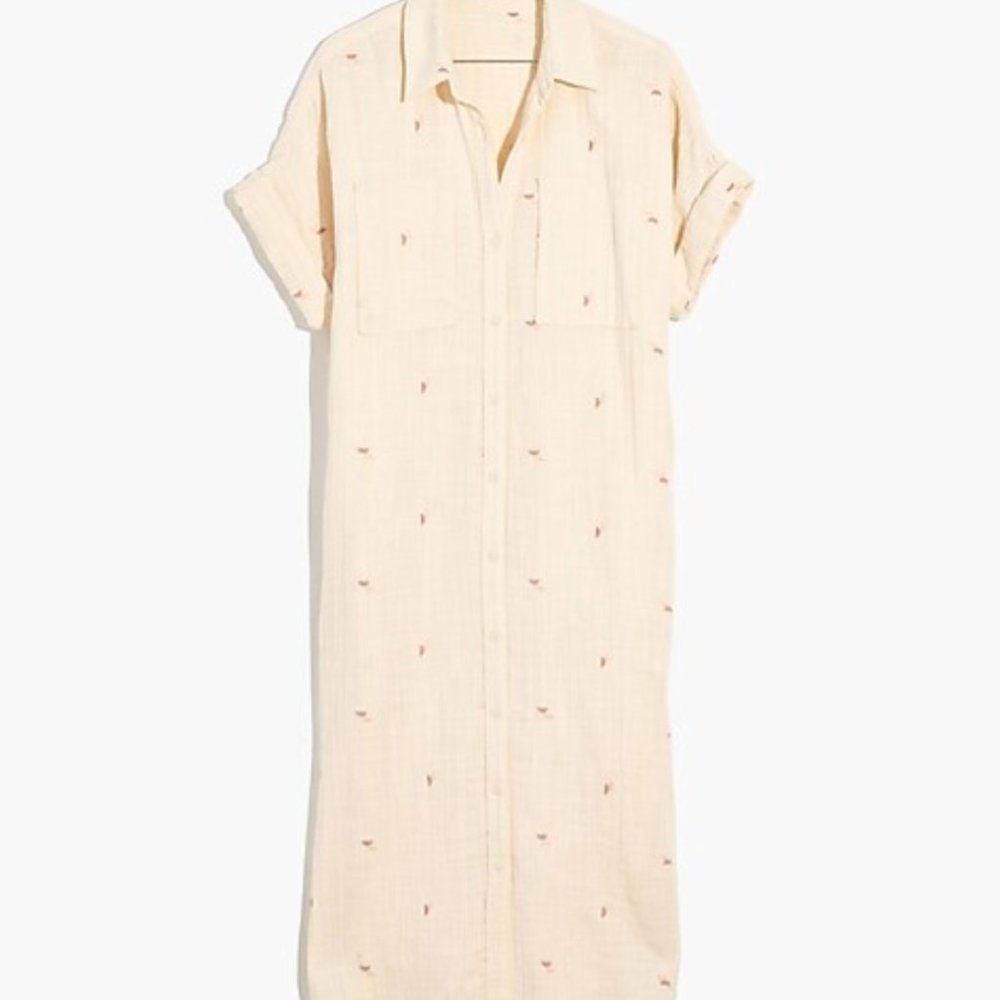 Madewell Embroidered Lightspun Lakeline Shirtdress - Size XS Tag / S Street Size - Picture 5 of 5